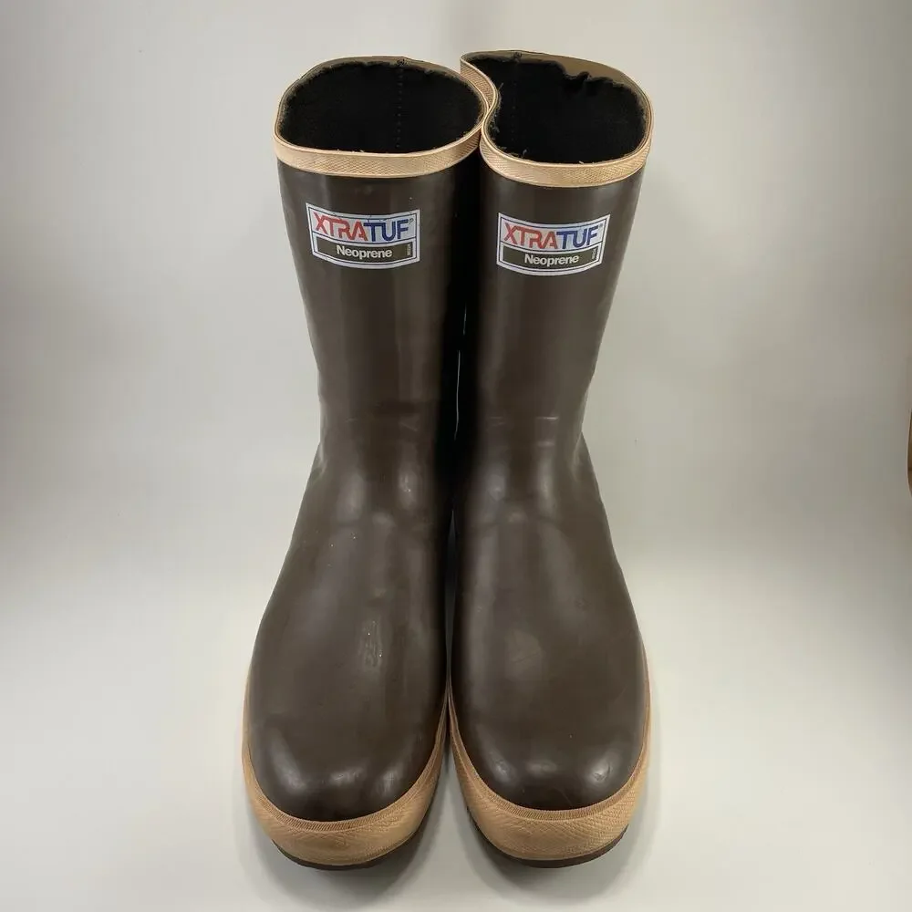 Xtratuf Legacy 12” Deck Boots Brown Mens Size 14 Waterproof Fishing Rubber Welly